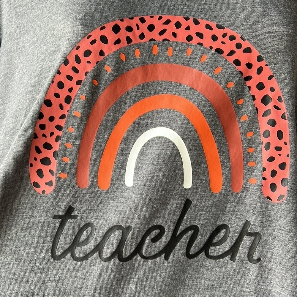 Rickis NWT Grey Rainbow Teacher Tee Shirt Sizes M, L and XL
